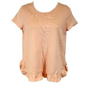 Adrianna Papell Light Pink Ruffle Hem Blouse Small Soft Girl Pastel Pink SM